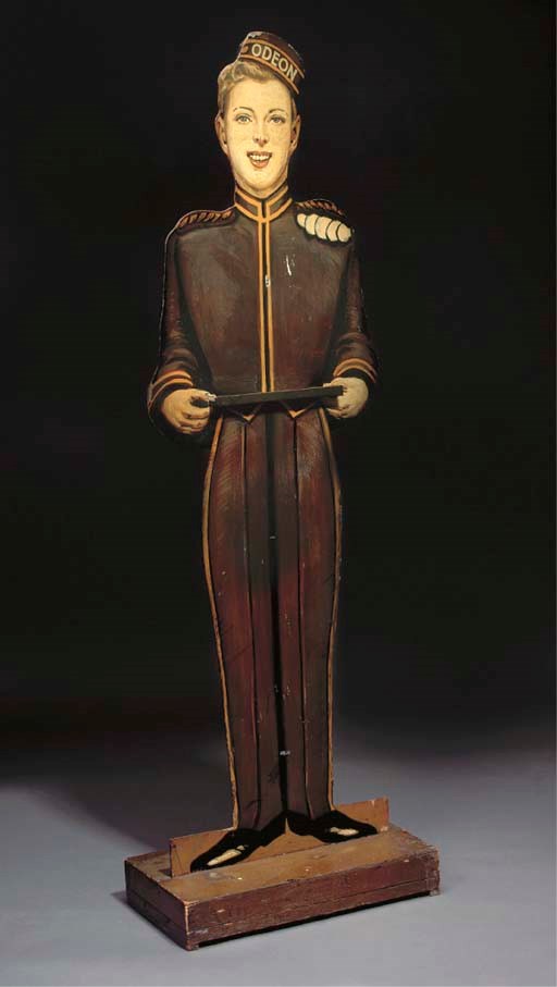 AN ODEON POLYCHROME WOOD DUMB WAITER