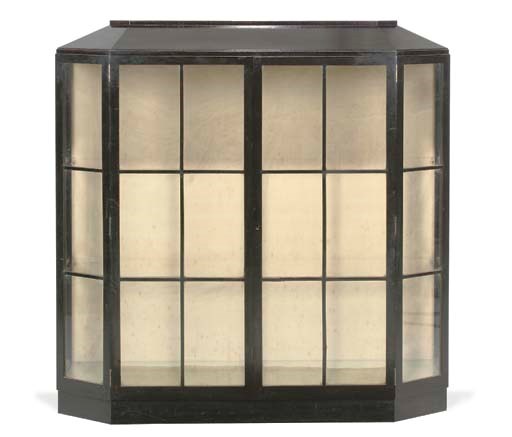 AN ART DECO EBONISED DISPLAY CABINET
