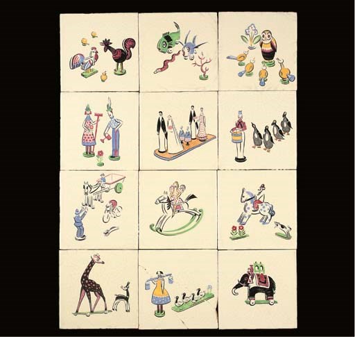 A SET OF TWELVE CARTER & CO. 'PLAY BOX' TILES