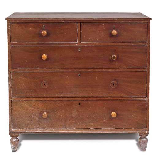 A REGENCY MAHOGANY CHEST OF DRAWERS