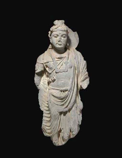 A GREY SCHIST FIGURE OF A BODHISATTVA