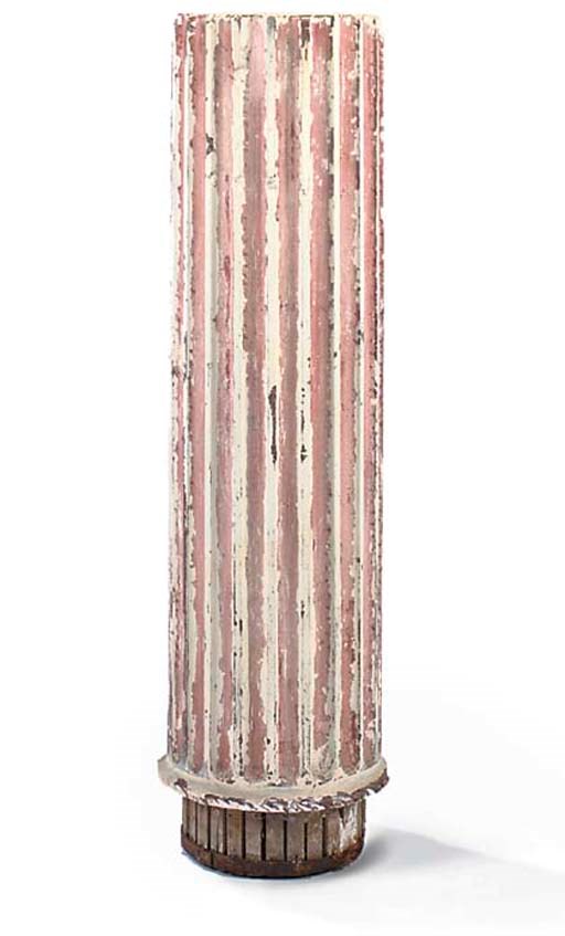 A SCAGLIOLA FLUTED PEDESTAL COLUMN