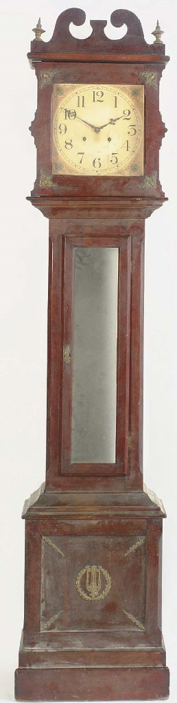 A FEDERAL STYLE MAHOGANY LONGCASE CLOCK,