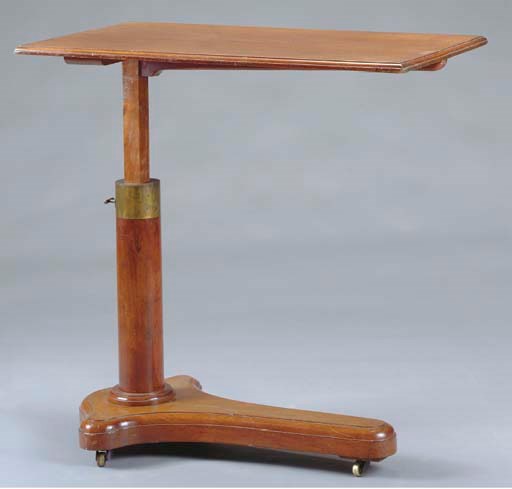 AN AMERICAN MAHOGANY AJDUSTABLE INVALID'S TABLE,