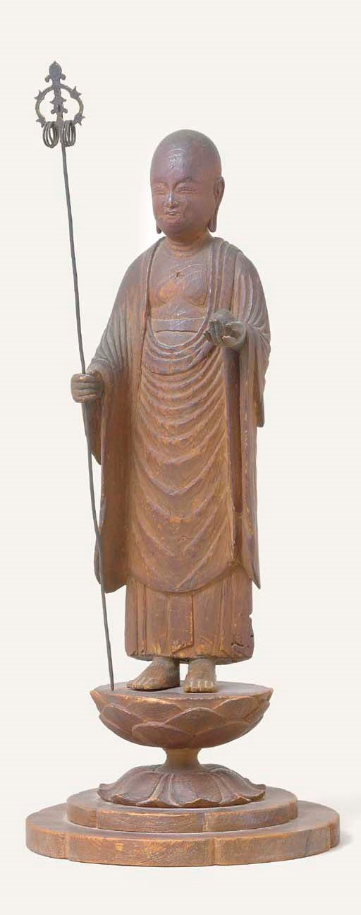 A WOOD SCULPTURE OF JIZO