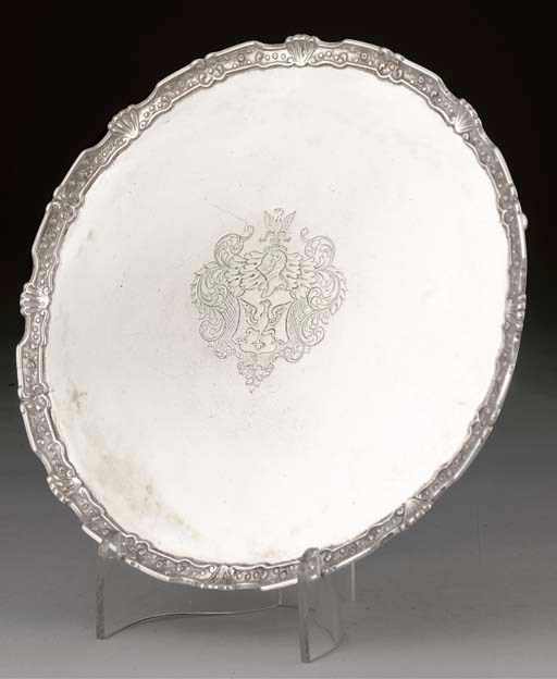 A GEORGE II CHANNEL ISLANDS SILVER SALVER,