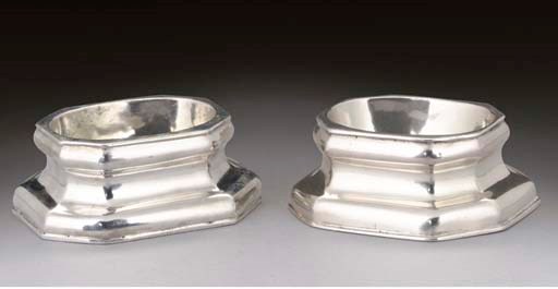 A PAIR OF GEORGE II/III CHANNEL ISLANDS SILVER TRENCHER SALTS,