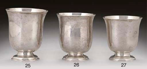 A GEORGE II CHANNEL ISLANDS SILVER BEAKER,