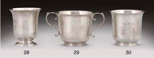 A GEORGE II CHANNEL ISLANDS SILVER BEAKER,