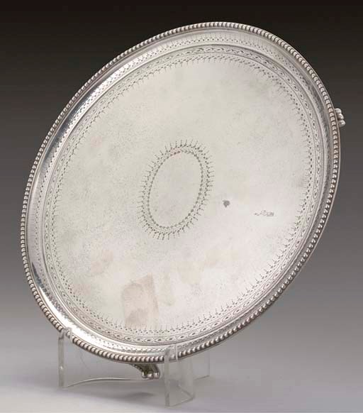 DUTY DRAWBACK MARK:- A GEORGE III SILVER SALVER,