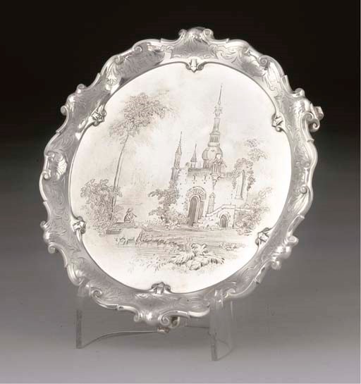 A VICTORIAN SILVER SALVER,