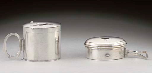 TWO GEORGE III SILVER BOUGIE BOXES,