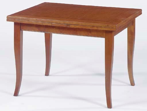 A LOUIS XV STYLE FRUITWOOD DRAW LEAF DINING TABLE,