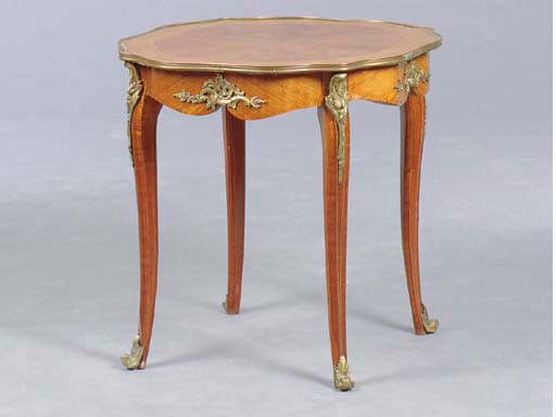 A LOUIS XV STYLE KINGWOOD AND GILT BRONZE MOUNTED CENTRE TABLE,