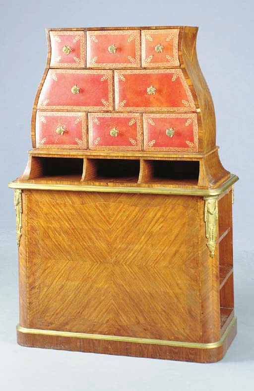 A LOUIS XV STYLE ORMOLU MOUNTED KINGWOOD CARTONNIER,