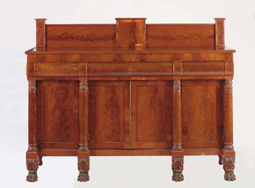 AN AMERICAN EMPIRE MAHOGANY SIDEBOARD,