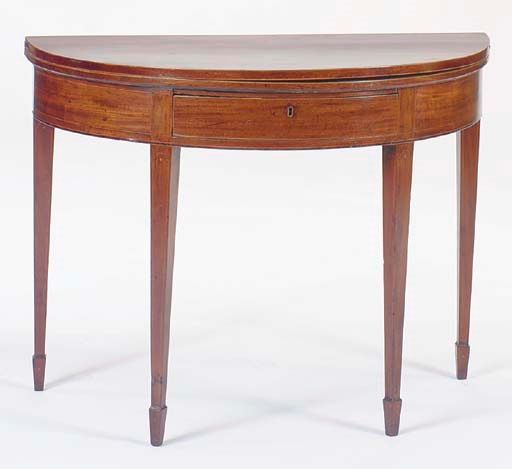 A GEORGE III MAHOGANY FOLDOVER CARD TABLE,
