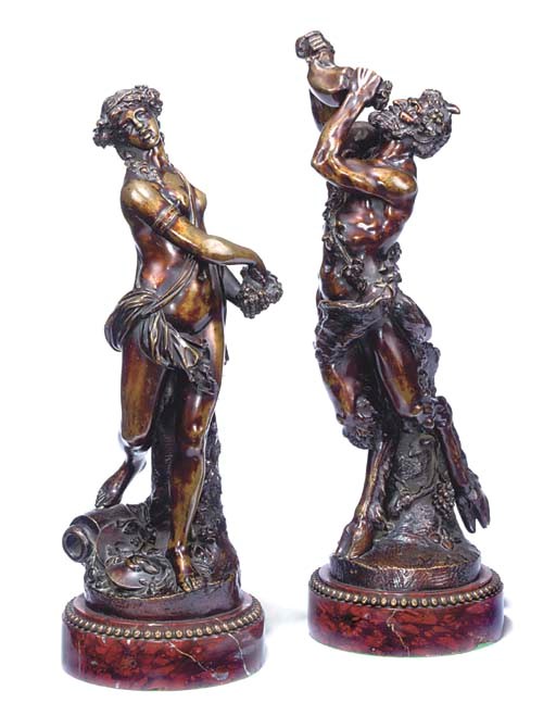 A PAIR OF FRENCH BRONZE BACCHIC FIGURES