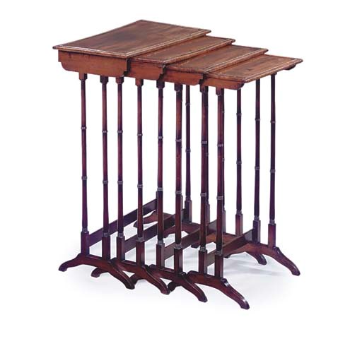 A SET OF MAHOGANY QUARTETTO TABLES