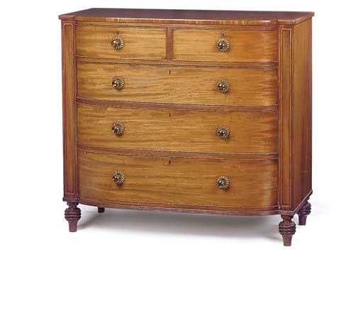 A REGENCY MAHOGANY BOWFRONT CHEST