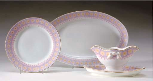 A RUSSIAN PORCELAIN PART DINNER SERVICE,