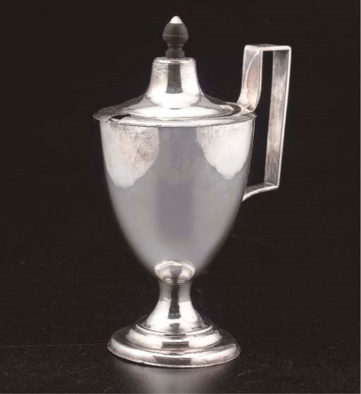 MOUTARDIER EN METAL DOUBLE ET VERRE BLEU