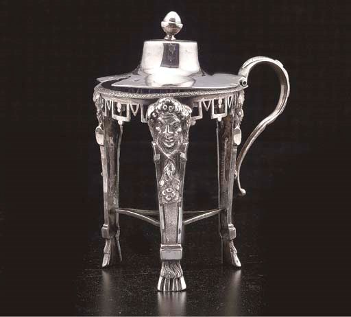 MOUTARDIER EN ARGENT ET VERRE BLANC