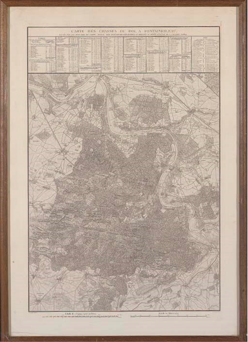 Carte des chasses du Roi à Fontainebleau. Par Pélicier gravé par Orgiazzi. [Paris], 1809.