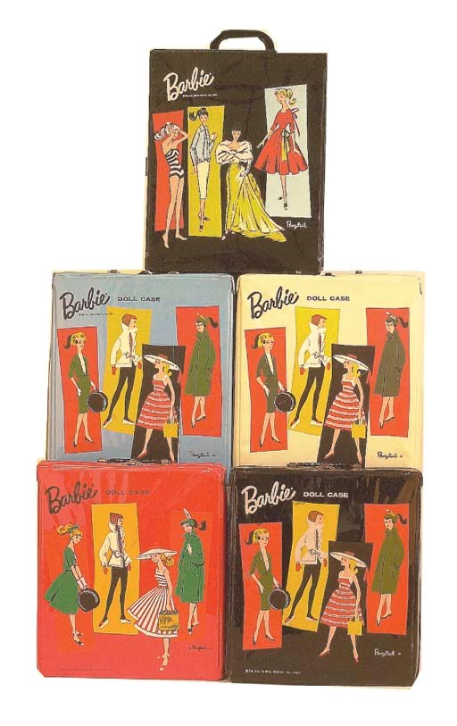 Five Barbie Vinyl carrying cases