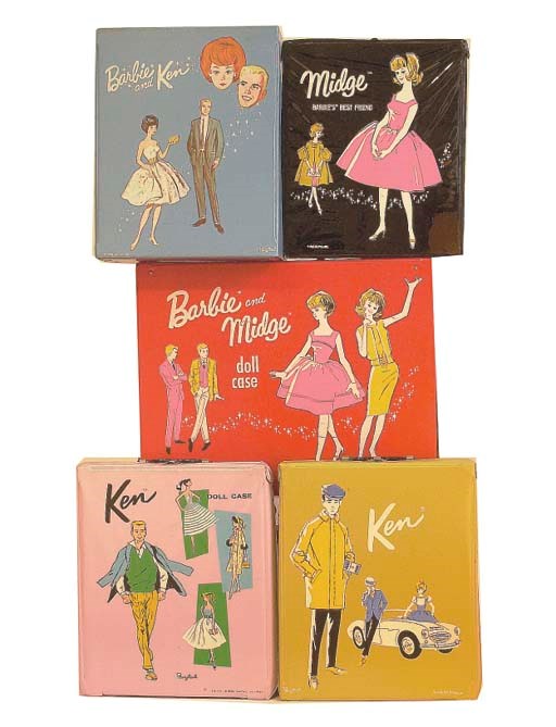Barbie and Ken blue vinyl double carrying case