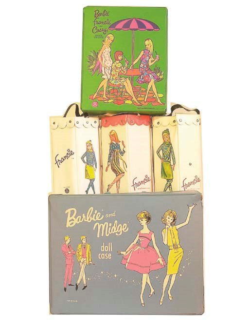 Barbie, Francie and Casey green vinyl carrying case