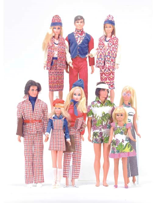 Barbie, Ken and Skipper in matching outfits