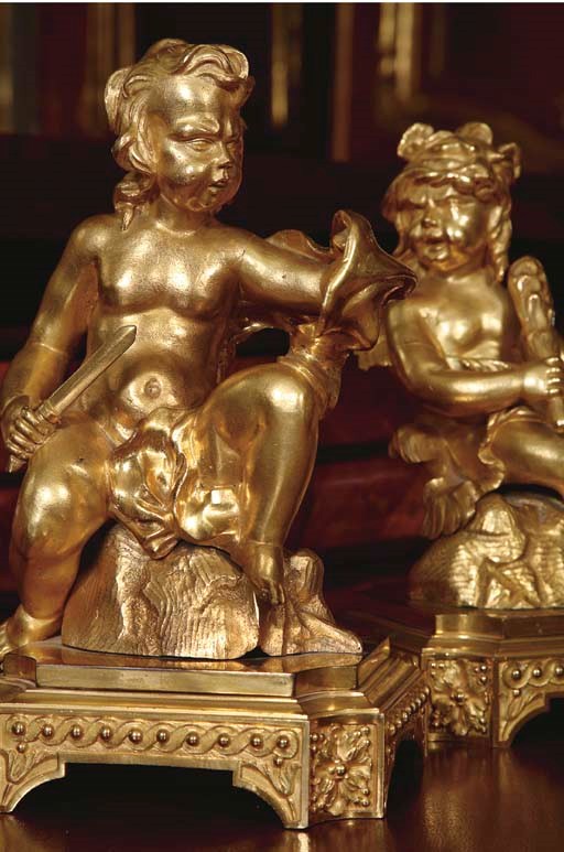 A PAIR OF LATE LOUIS XV ORMOLU FIGURES