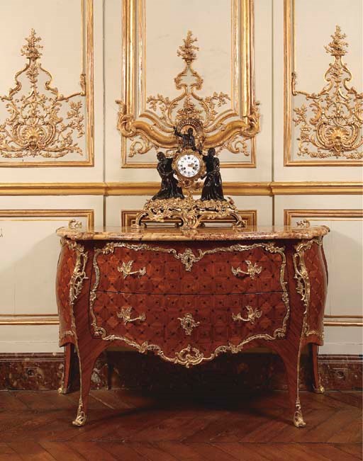 A LOUIS XV ORMOLU-MOUNTED KINGWOOD AND PARQUETRY COMMODE