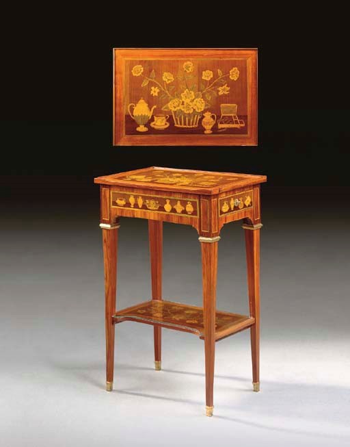 A LOUIS XVI ORMOLU-MOUNTED TULIPWOOD AND MARQUETRY RECTANGULAR OCCASIONAL TABLE