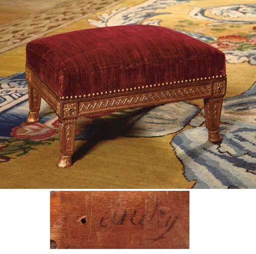 A LOUIS XVI GILTWOOD TABOURET