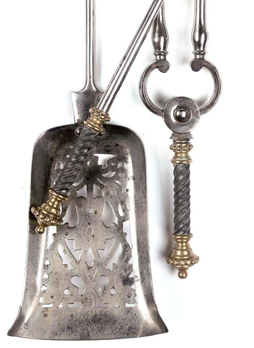A SET OF THREE VICTORIAN STEEL FIRE TOOLS