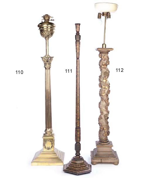 AN ITALIAN GILT AND PAINTED-WOOD STANDARD LAMP