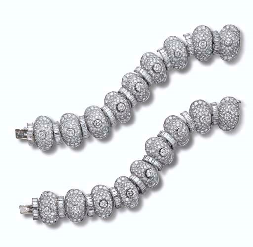 A PAIR OF DIAMOND BRACELETS, BY BULGARI
