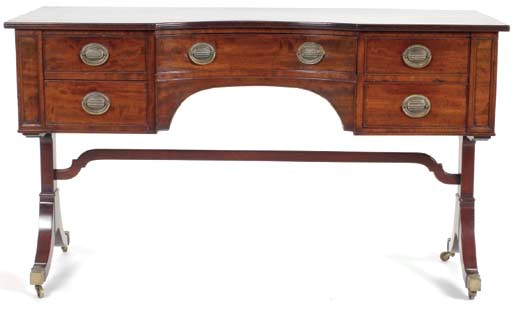 A GEORGE III MAHOGANY CROSSBANDED DRESSING TABLE,