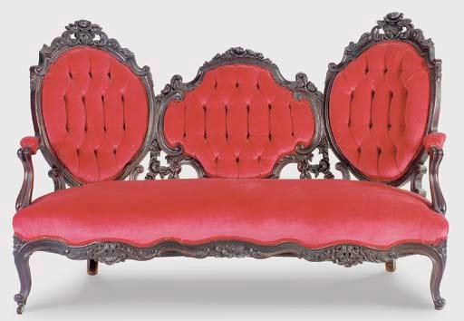 AN ASSEMBLED AMERICAN MAHOGANY SALON SUITE,
