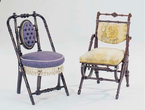 TWO HUNZINGER ASTHETIC MOVEMENT SIDE CHAIRS,