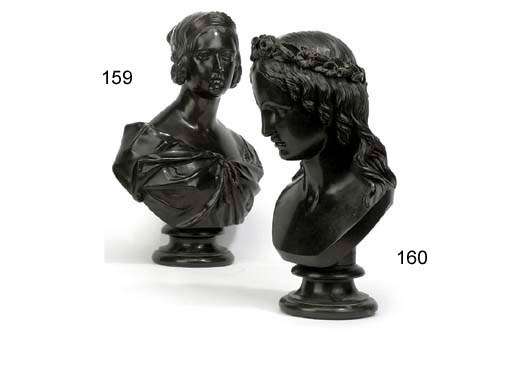 A VICTORIAN BRONZE BUST OF HEBE