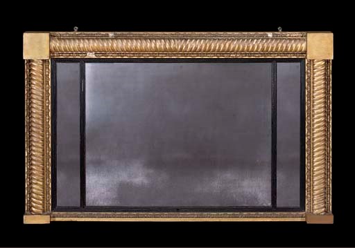 AN EARLY VICTORIAN GILTWOOD AND GESSO OVERMANTEL MIRROR