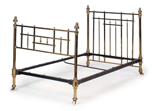 A BRASS AND CAST IRON BEDSTEAD