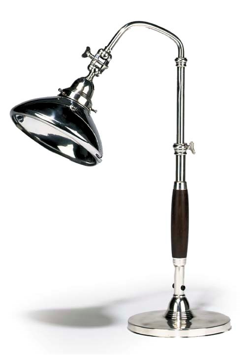 AN ITALIAN SILVERED BRASS ADJUSTABLE TABLE LAMP