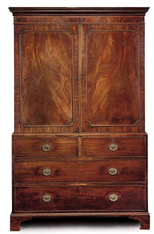 A GEORGE III MAHOGANY LINEN PRESS