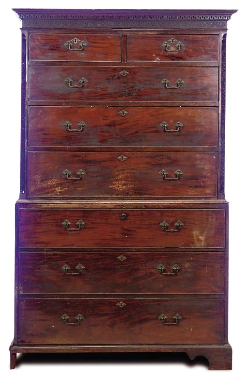 A GEORGE III MAHOGANY SECRETAIRE TALLBOY