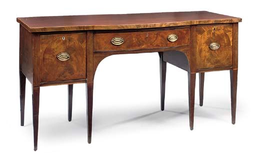 A GEORGE III MAHOGANY LINE INLAID AND ROSEWOOD CROSSBANDED SIDEBOARD