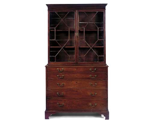 A GEORGE III MAHOGANY SECRETAIRE BOOKCASE